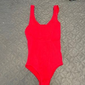 Red V-neck Bodysuit